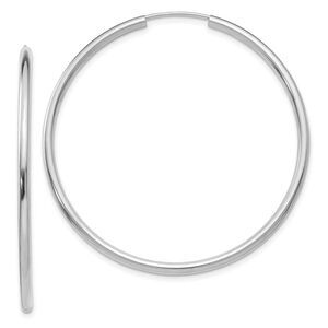 2mm x 45mm 14k White Gold Polished Round Endless Hoop Earrings